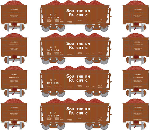 HO-Gauge - Southern Pacific 26' High-Side Ore Car 4-Pack