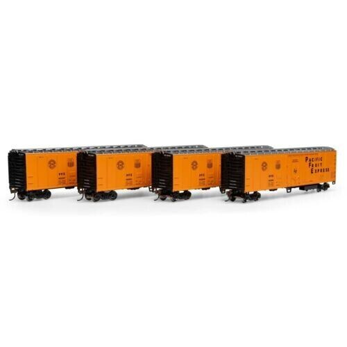 HO-Gauge - Pacific Fruit Ex 50' Exterior Post Mechanical Reefer 4-Pack