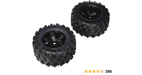 Tires & wheels, assembled, glued (X-Maxx® black wheels, Maxx® AT tires, foam inserts) (left & right) (2)