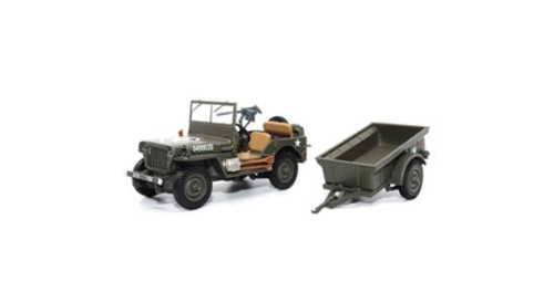 ATLAS 1:43 SCALE MILITARY VEHICLE WILLYS JEEP 1/4-TON UTILITY TRUCK WITH TRAILER