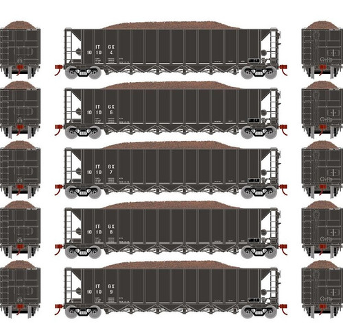 Athearn HO RTR 5-Bay Rapid Discharge Hopper ITGX Black (5)