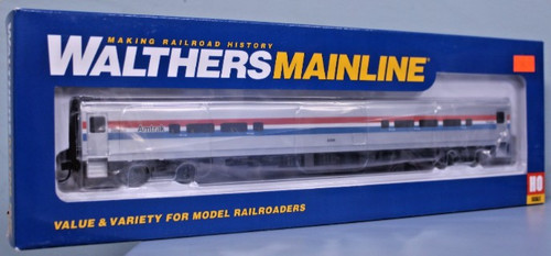 Walthers Mainline 85' Horizon Cafe/Club Food Service Car - Ready to Run -- Amtrak(R) Phase III (Wide Stripes) #53006 - HO Scale