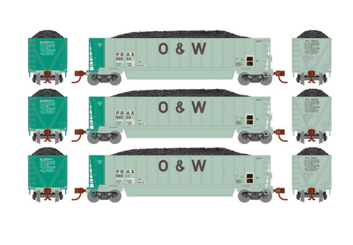 Athearn -- ATH Berwick Bathtub Gondola with Load, PRAX Primed For Grime #99011/99022/99034 (3) N Scale