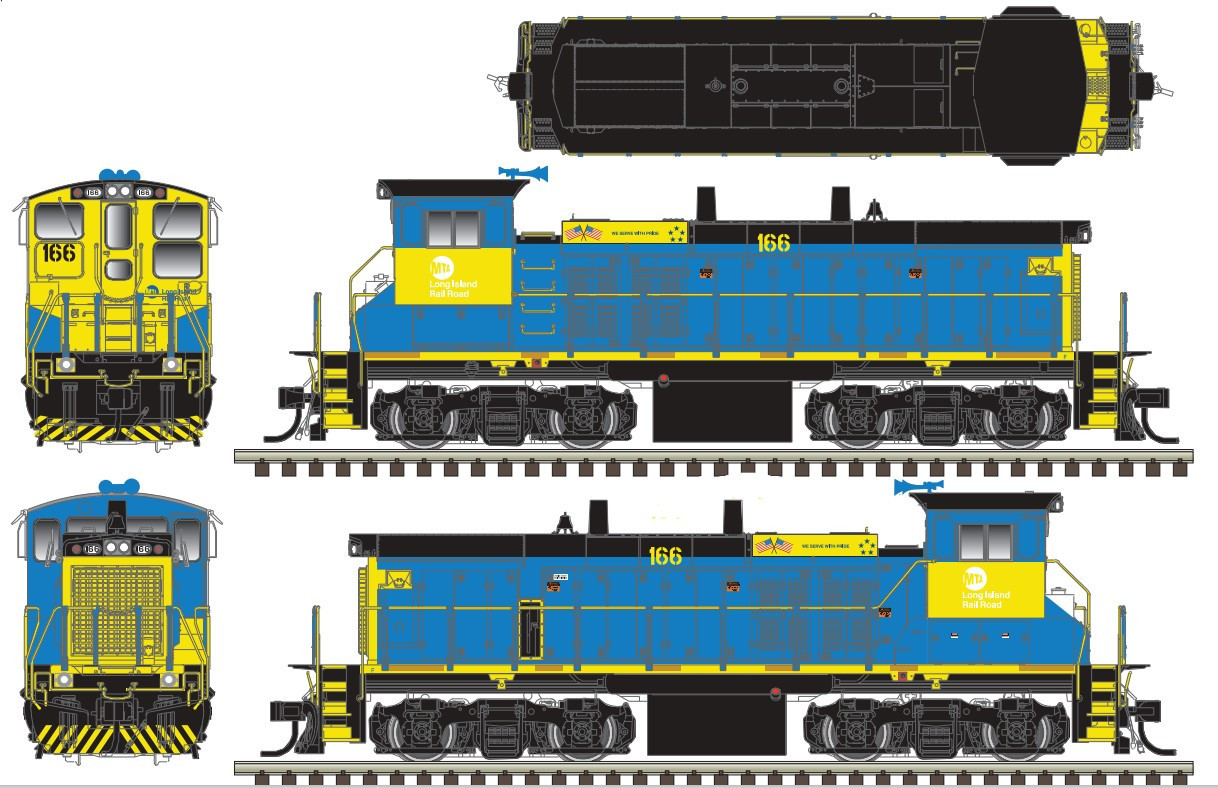 Atlas N Master LIRR MP15 (Blue/Yellow) Cab #166 DC Version
