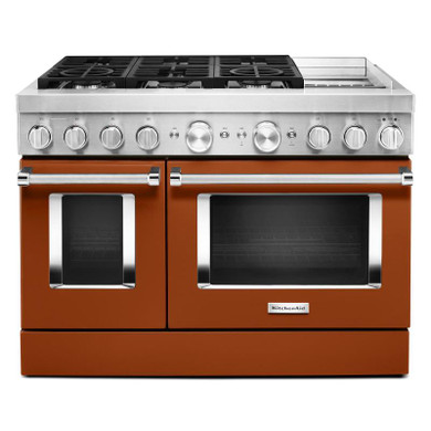 KitchenAid® 48'' Smart Commercial-Style Dual Fuel Range with Griddle KFDC558JSC