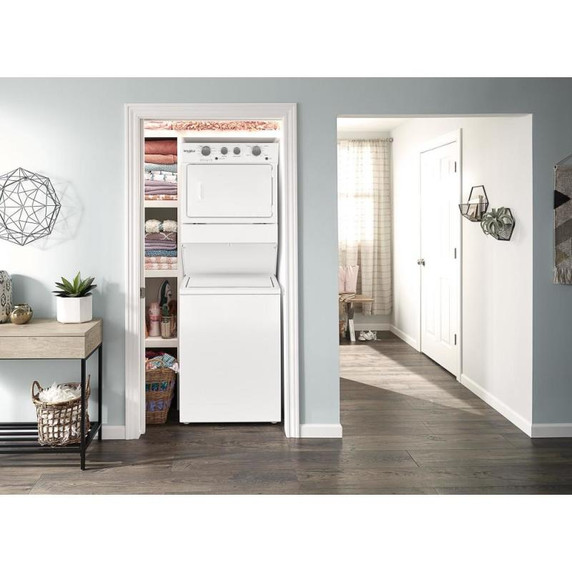 Whirlpool® 4.0 cu.ft I.E.C. Gas Stacked Laundry Center 9 Wash cycles and AutoDry™ WGT4027HW
