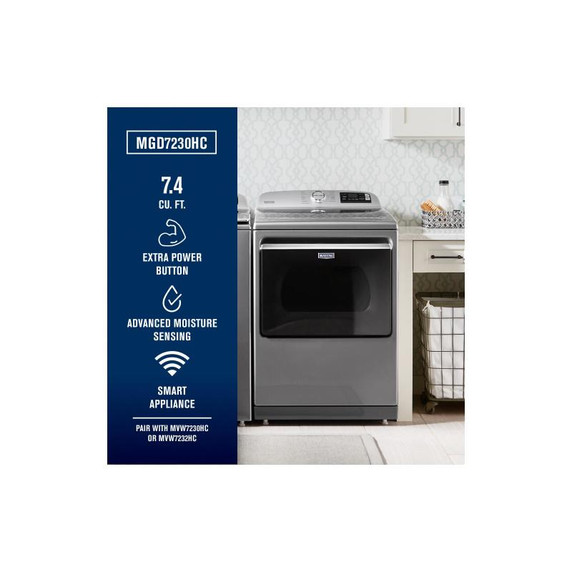 Maytag® Smart Top Load Gas Dryer with Extra Power Button - 7.4 cu. ft. MGD7230HC