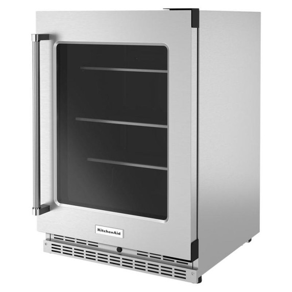 Kitchenaid® 24" Undercounter Refrigerator with Glass Door and Shelves with Metallic Accents KURR314KSS