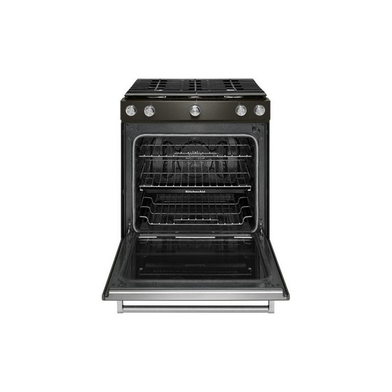 Kitchenaid® 30-Inch 5-Burner Gas Slide-In Convection Range KSGG700EBS