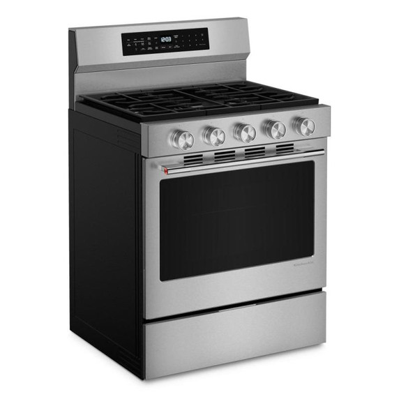 Kitchenaid® 5.0 Cu. Ft. Smart Freestanding Gas Range with Convection Cooking Modes KFGS530SPS