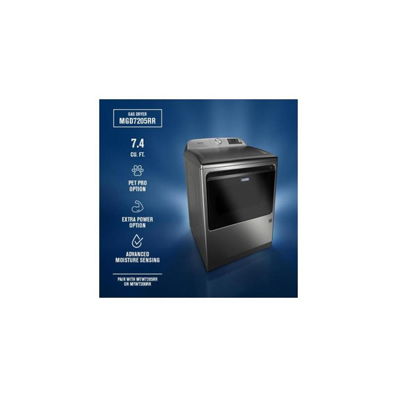 Maytag® 7.4 Cu. Ft. Pet Pro Top Load Gas Dryer with Extra Power and Sanitize Cycle MGD7205RR