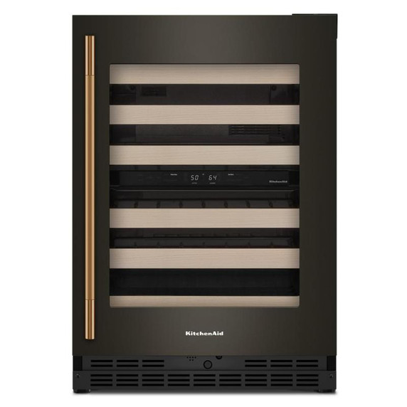 Kitchenaid® 24" Undercounter Wine Cellar with Full-Extension Wood-Front Racks KUWR524SBE