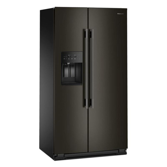 Kitchenaid® 20.8 Cu. Ft. Counter-Depth Side-by-Side Refrigerator with Exterior Ice and Water Dispenser in Black Ore KRSC536RBE