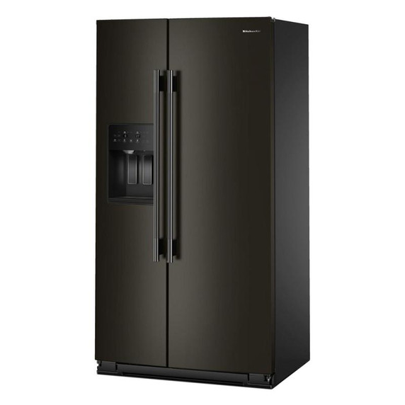 Kitchenaid® 20.8 Cu. Ft. Counter-Depth Side-by-Side Refrigerator with Exterior Ice and Water Dispenser in Black Ore KRSC536RBE