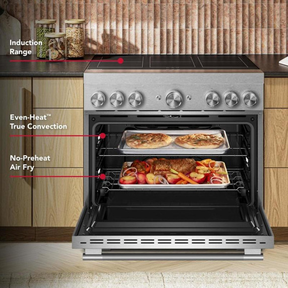 KitchenAid® 36-Inch 6-Element Induction Freestanding Commercial-Style Range with Air Fry KFIS936SSS