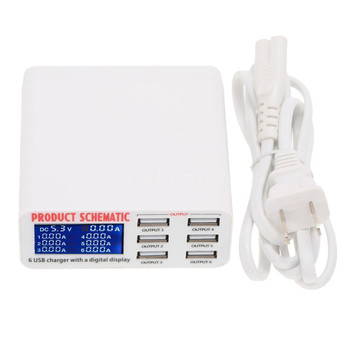 U US UK AU 5V 6A Output 3.5A Max High Speed 6-Ports USB