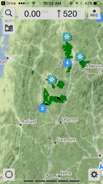 Vermont ATV Trail Data in Galileo for iPhone