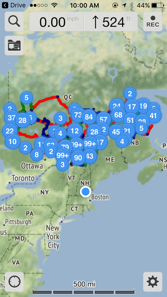 Quebec Trail Data in Galileo for iPhone