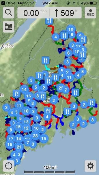 Maine Trail Data in Galileo for iPhone