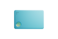 A front-facing image of a Life360 Tile Slim - Aqua Lemon