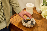 Image of Tile- Slate on a keychain in a bowl