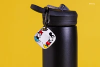 Image of Tile - Mickey Mouse and Minnie Mouse on black water bottle
