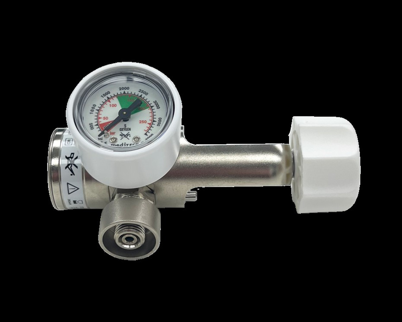 Oxygen Regulator pin index one SIS Outlet Articulating  Brass (25l/m)
