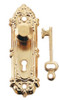 Gold-Plated Door Handle with Key Set - Brass