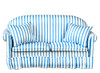Sofa with Pillows - Blue - White -Stripe