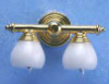 Brass Double Wall Lamp - White Shade