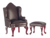 Wing Chair - Ottoman - Brown