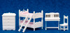 Bunk Bed Set with Pink Fabric - White