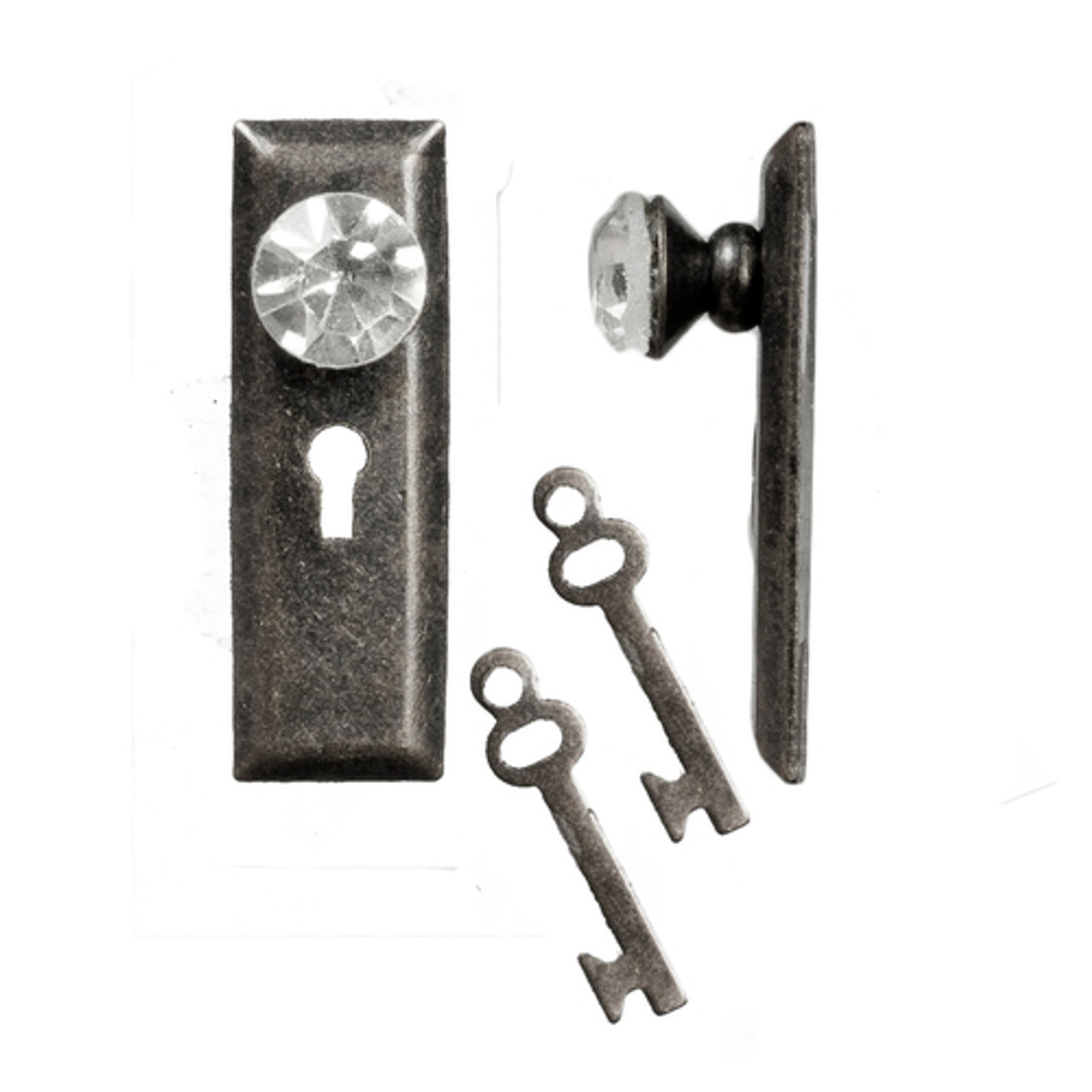 Crystal Knob with Key - Pewter