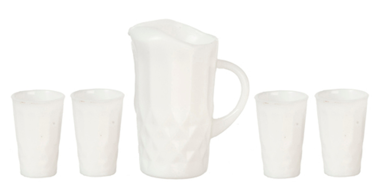 Pitcher and 4 Tumblers - White