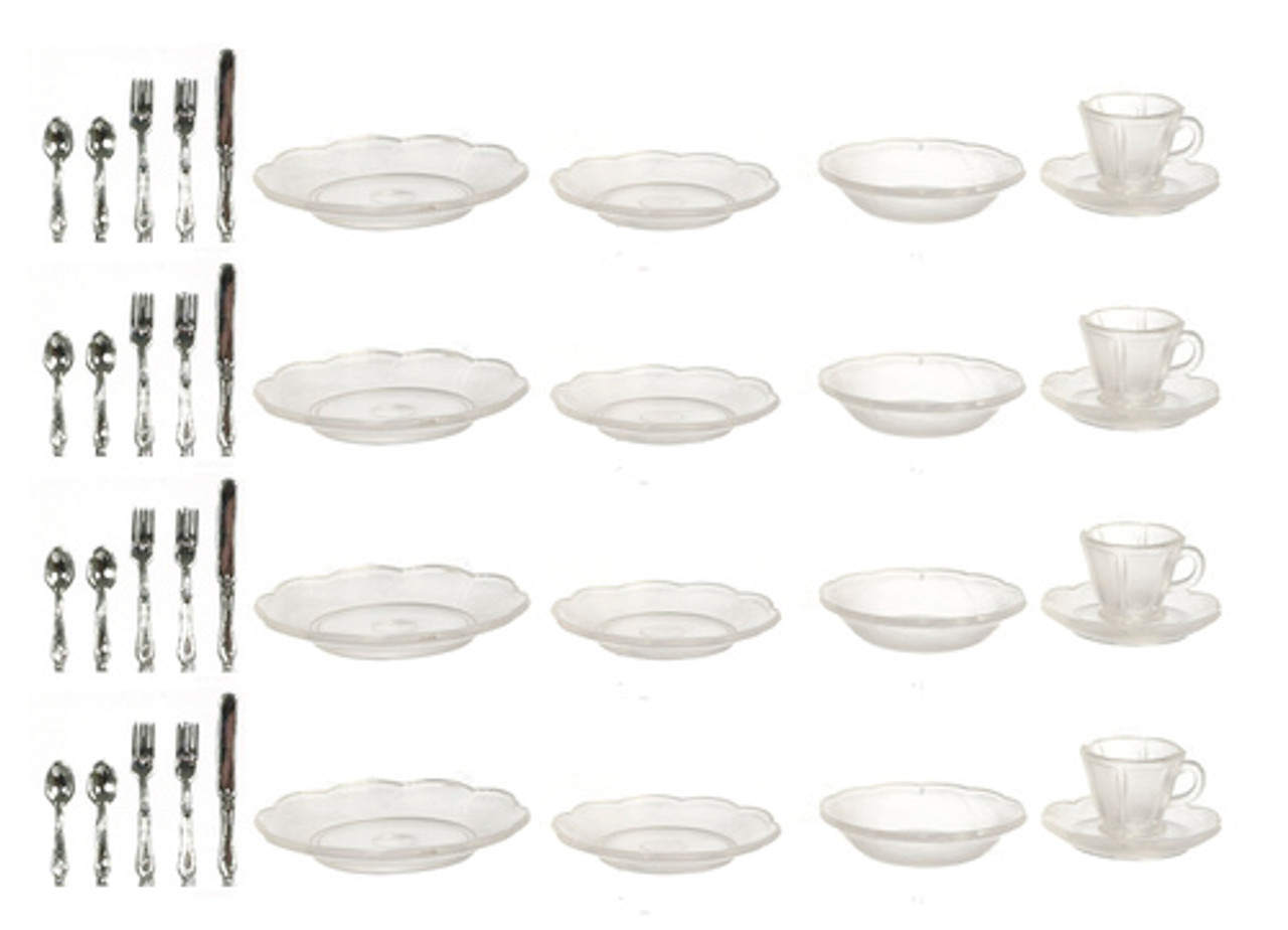 Dishes, Cups, Silverware - Clear