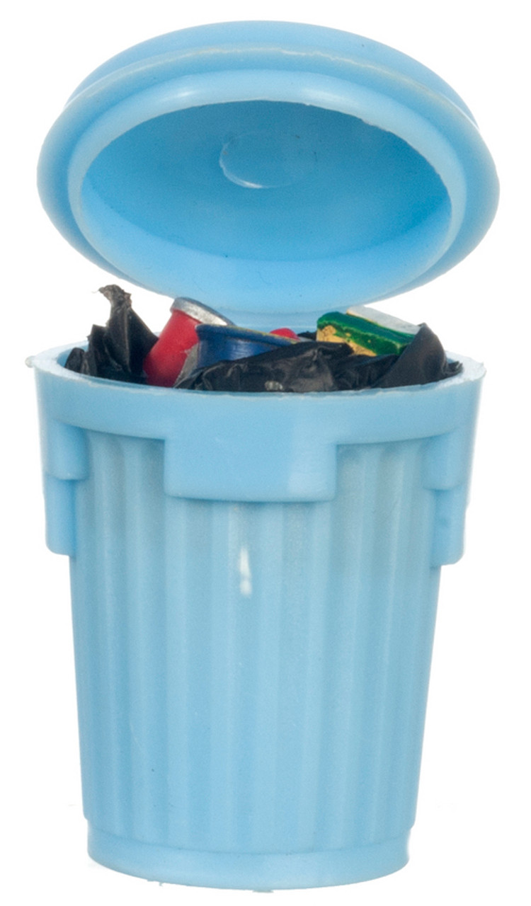 Blue Garbage Can - Filled