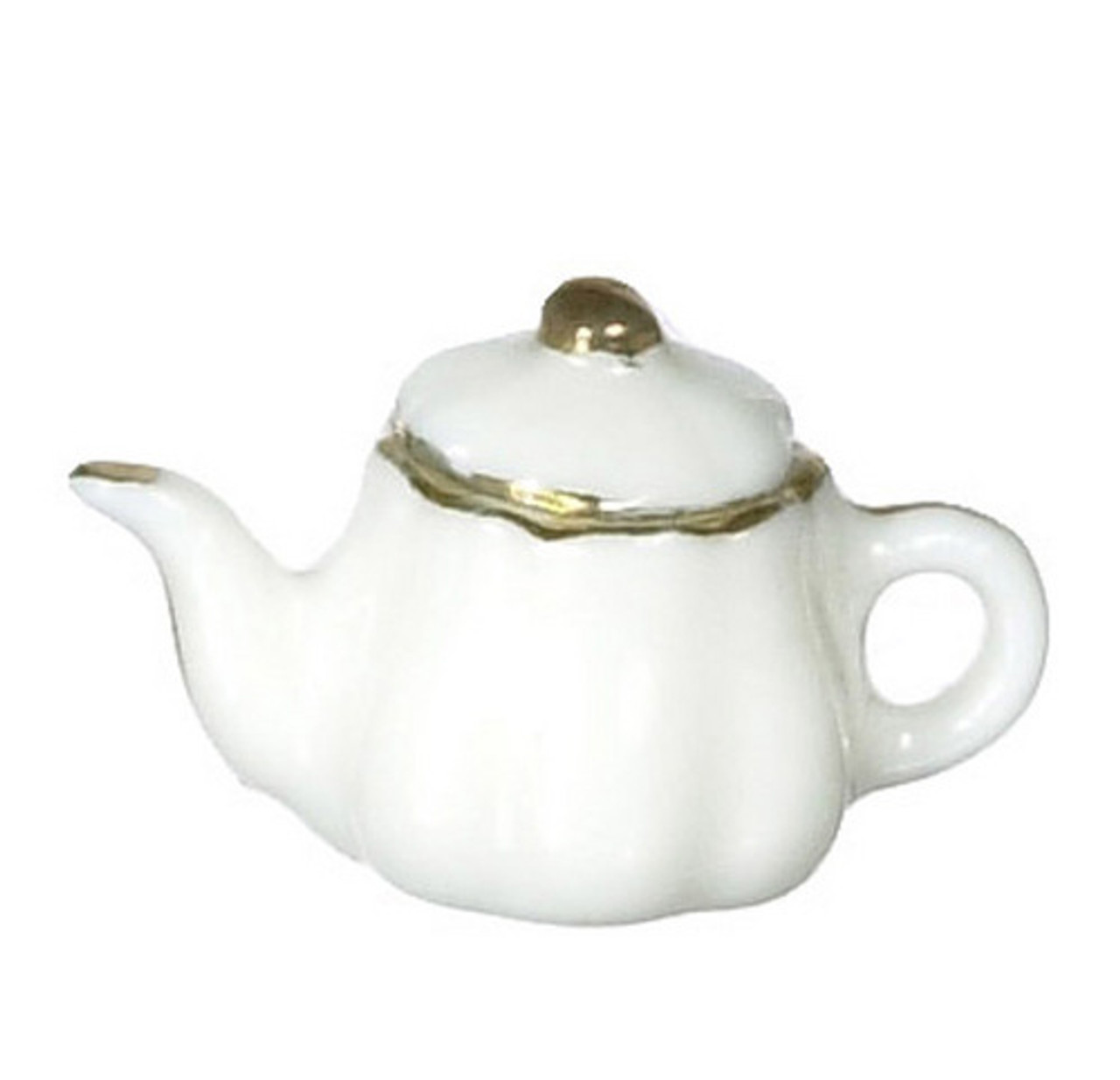 Dollhouse City - Dollhouse Miniatures Tea Pot with Gold Trim