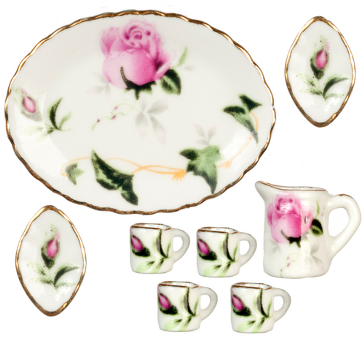 Mugs and Plates Set - Pink Rose