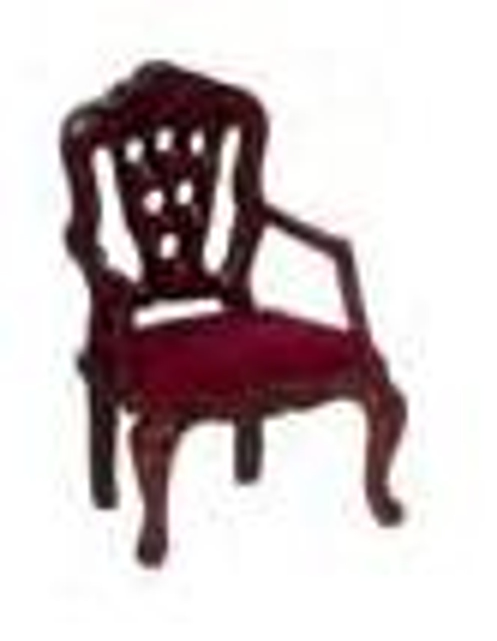 Carved Back Armchair - Red