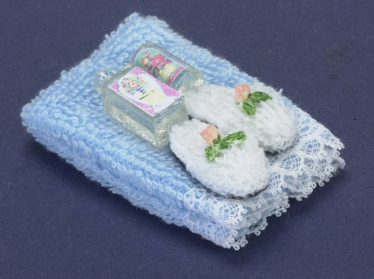 Dollhouse City - Dollhouse Miniatures Towel Set with Lotion - Blue