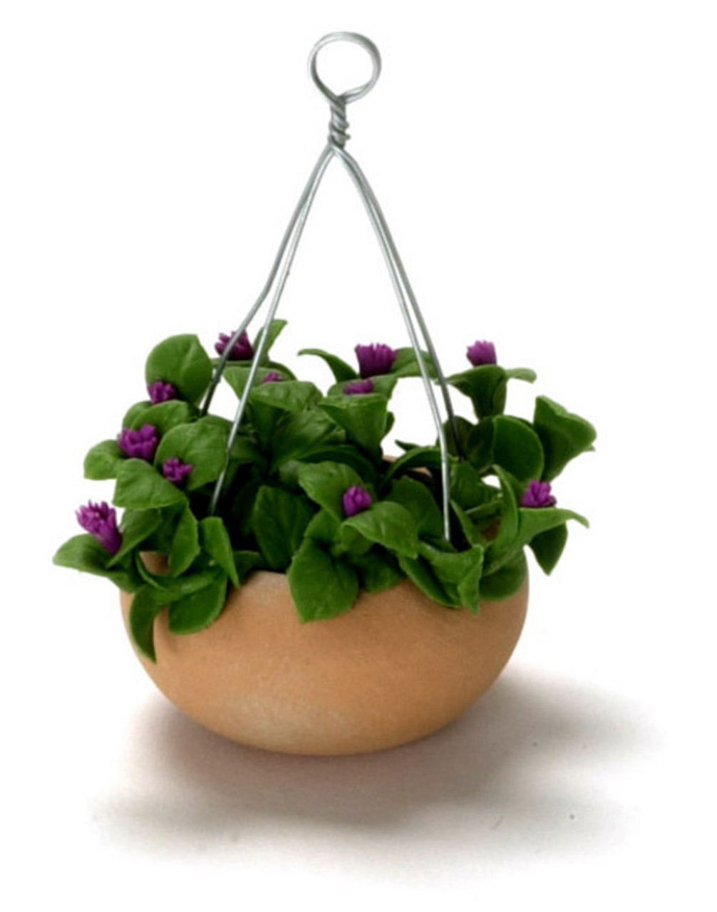 Dollhouse City - Dollhouse Miniatures Hanging Pot - Purple Flower