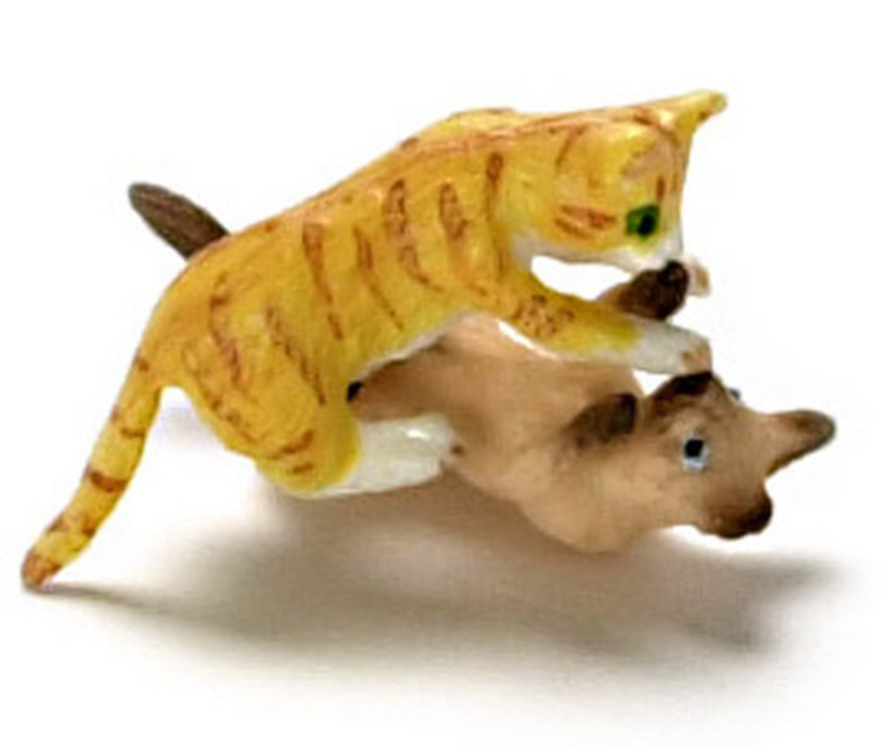 Dollhouse City - Dollhouse Miniatures Kitten Wrestling - Siamese Brown and Orange