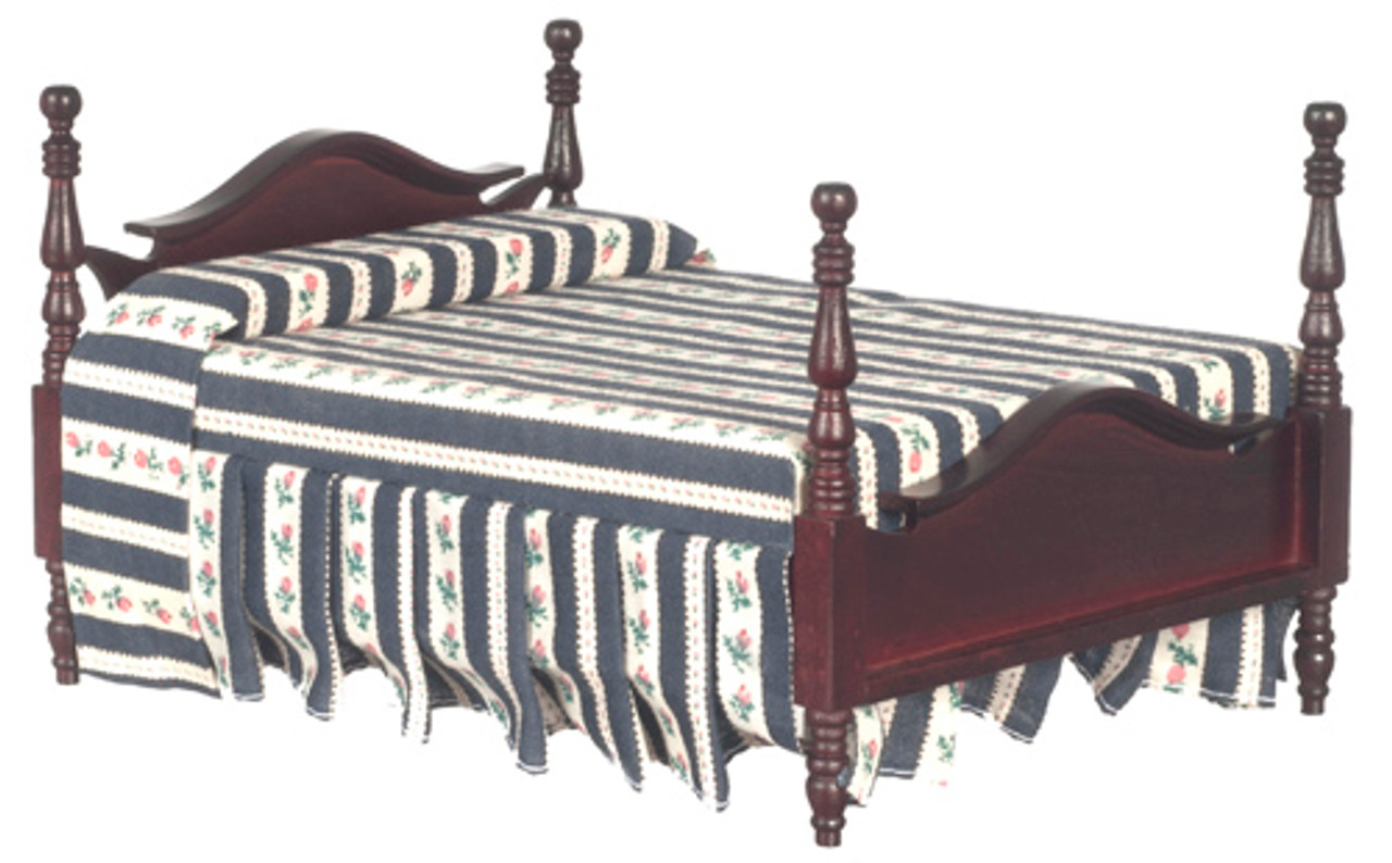 Dollhouse City - Dollhouse Miniatures Double Bed - Mahogany