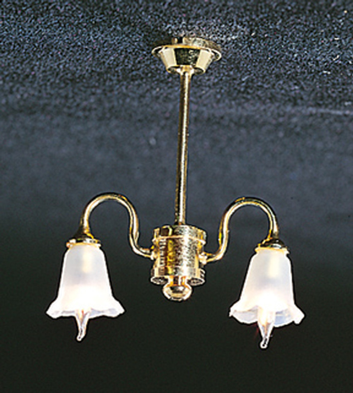 Dollhouse City - Dollhouse Miniatures 2-Tulip Chandelier - Frosted