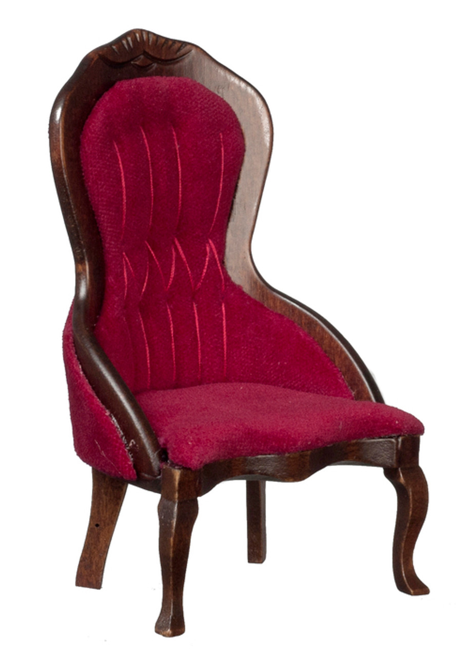 Victorian Ladies Chair - Red Velvet and Mahogany