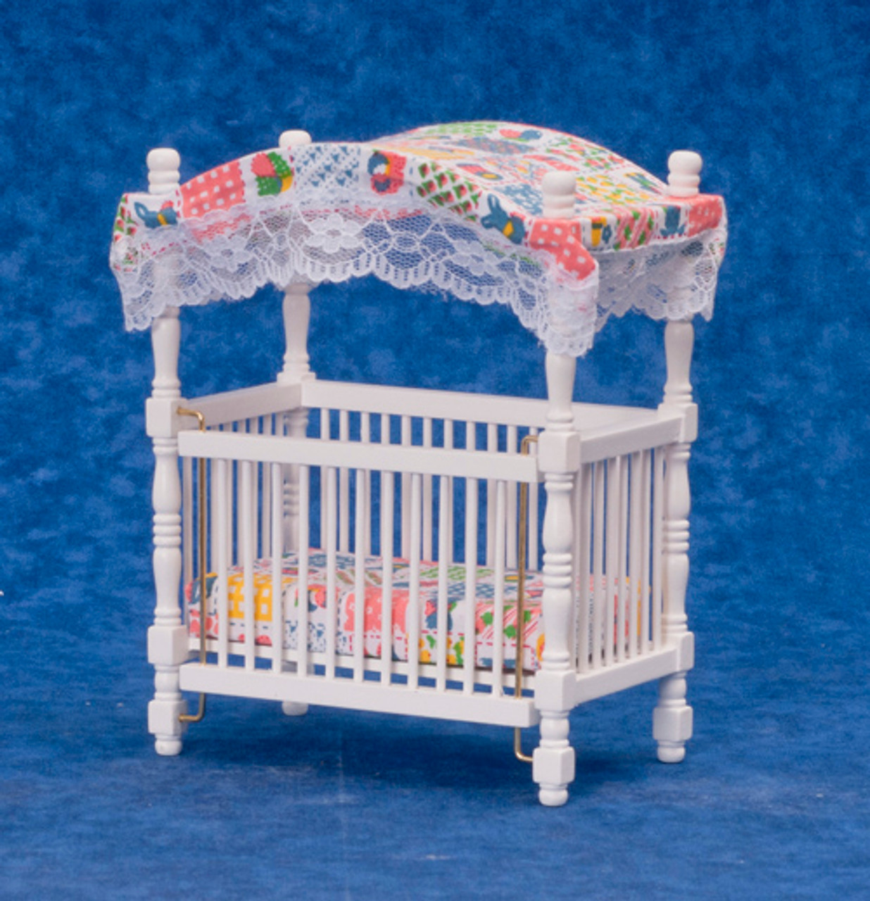 Dollhouse City - Dollhouse Miniatures Canopy Crib - White