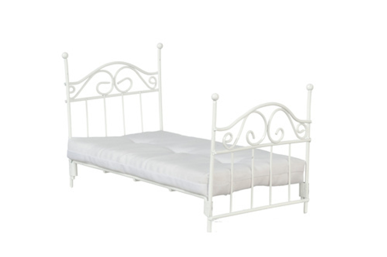 White Single Bed with Mattress