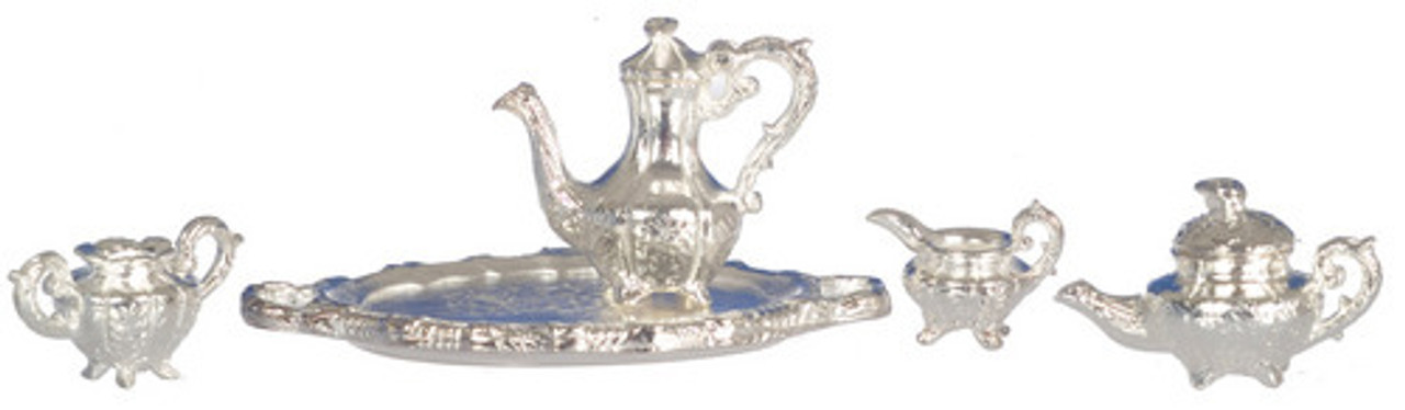 Dollhouse City - Dollhouse Miniatures Tea Set - Silver Plated