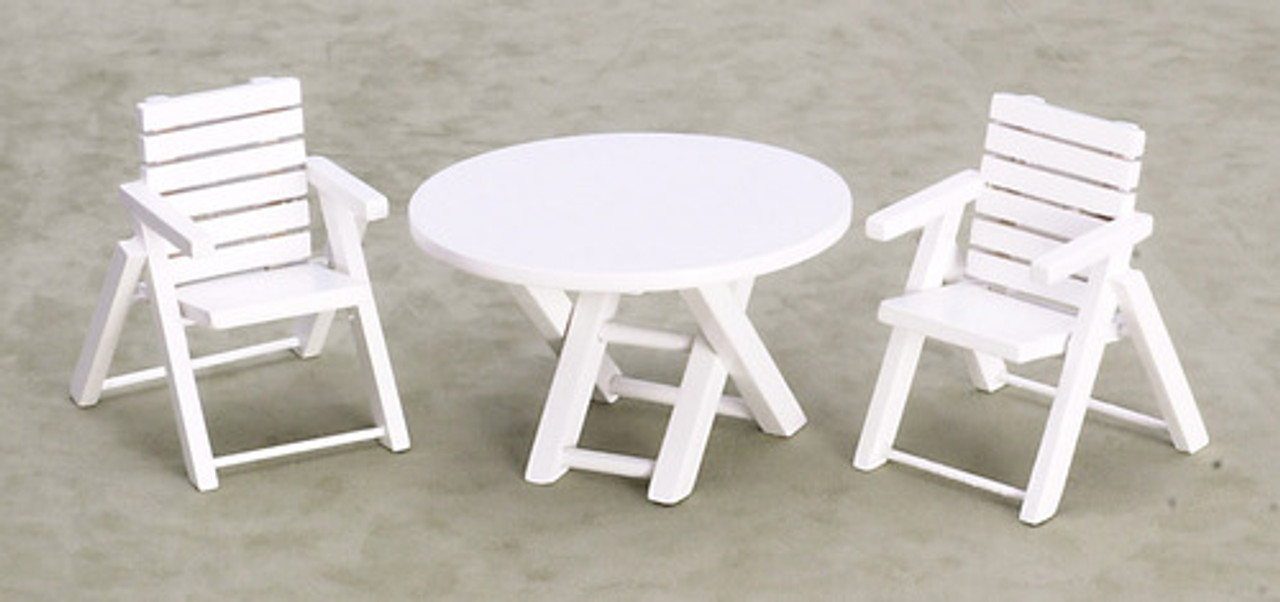 Three pieces Table and Chairs - White