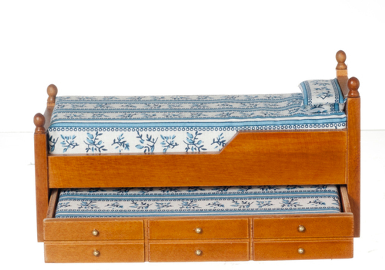 Trundle Bed - Blue and Walnut